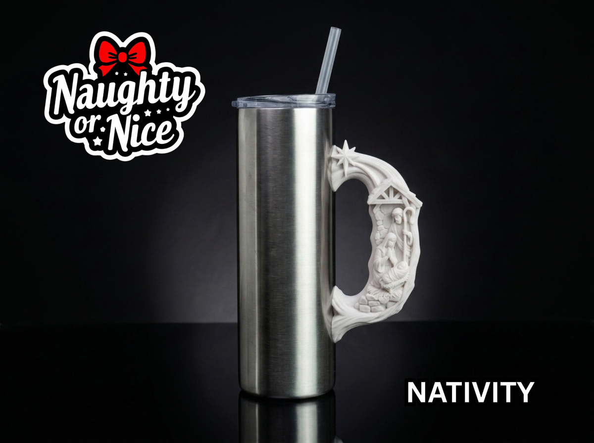 3D Printed Tumbler Handles - Multiple Designs - Naughty Or Nice Christmas Series