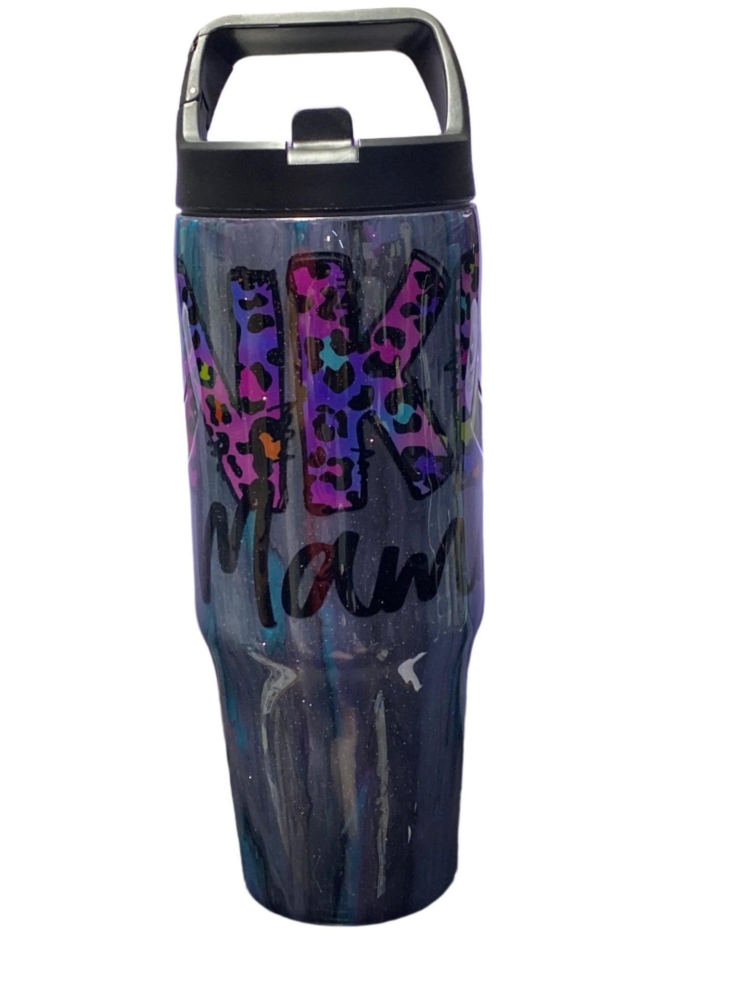Hand Painted Inked Mama Stainless Clip Mate Hydro Bottle w/Lid and Straw- 30 Oz