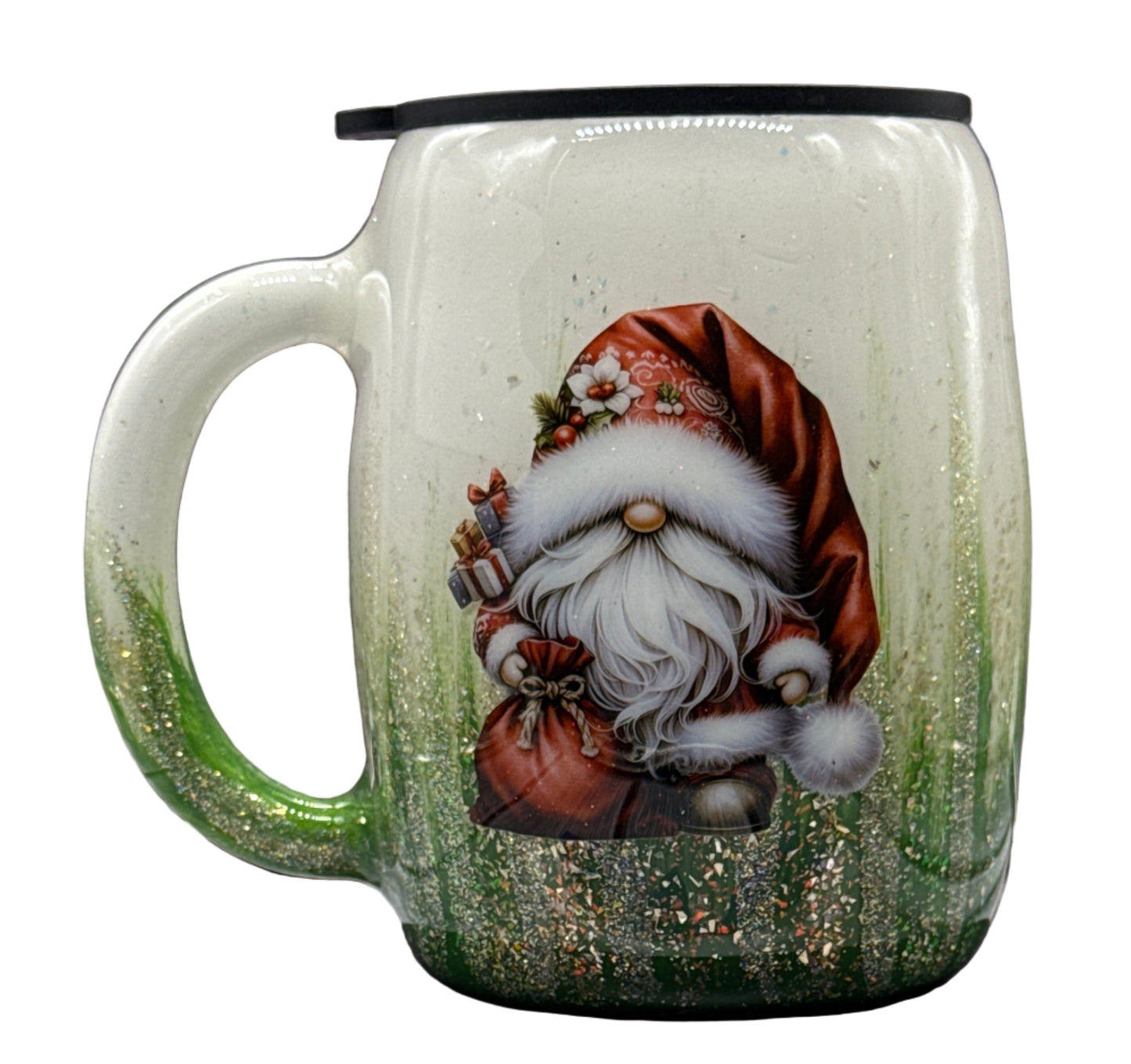 Custom Painted Christmas Gnome Stainless Steel Coffee Mug - 14 Oz