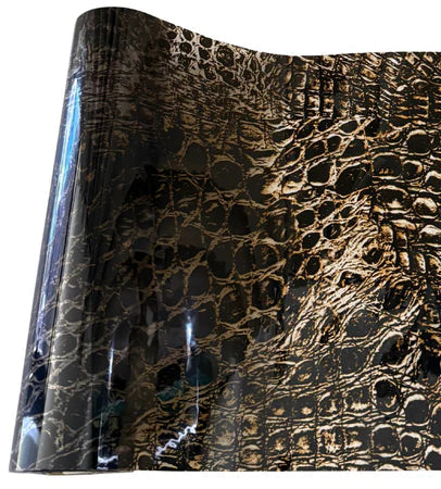 Metallic Textile Foil - Cooper Crocodile