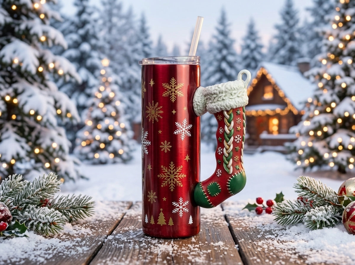 Christmas Stocking Tumbler Handle 3D Printing STL – Digital Download