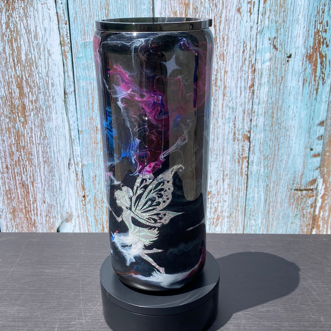 Hand Painted Galaxy Fairies Stainless Fatty Tumbler w/Sliding Lid and Straw- 30 Oz