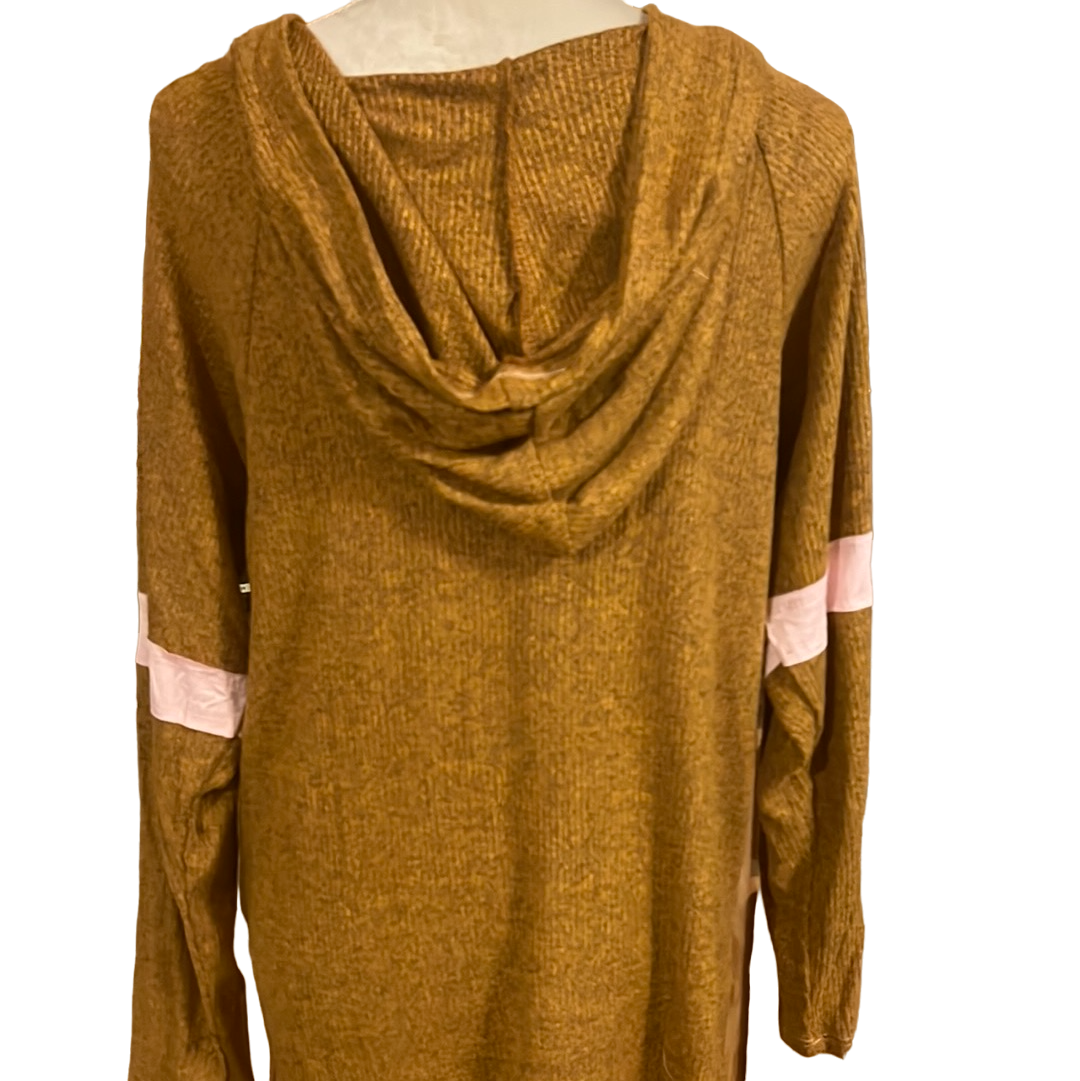 LONG SLEEVE V NECK SOLID HOODIE TOP WITH POCKET