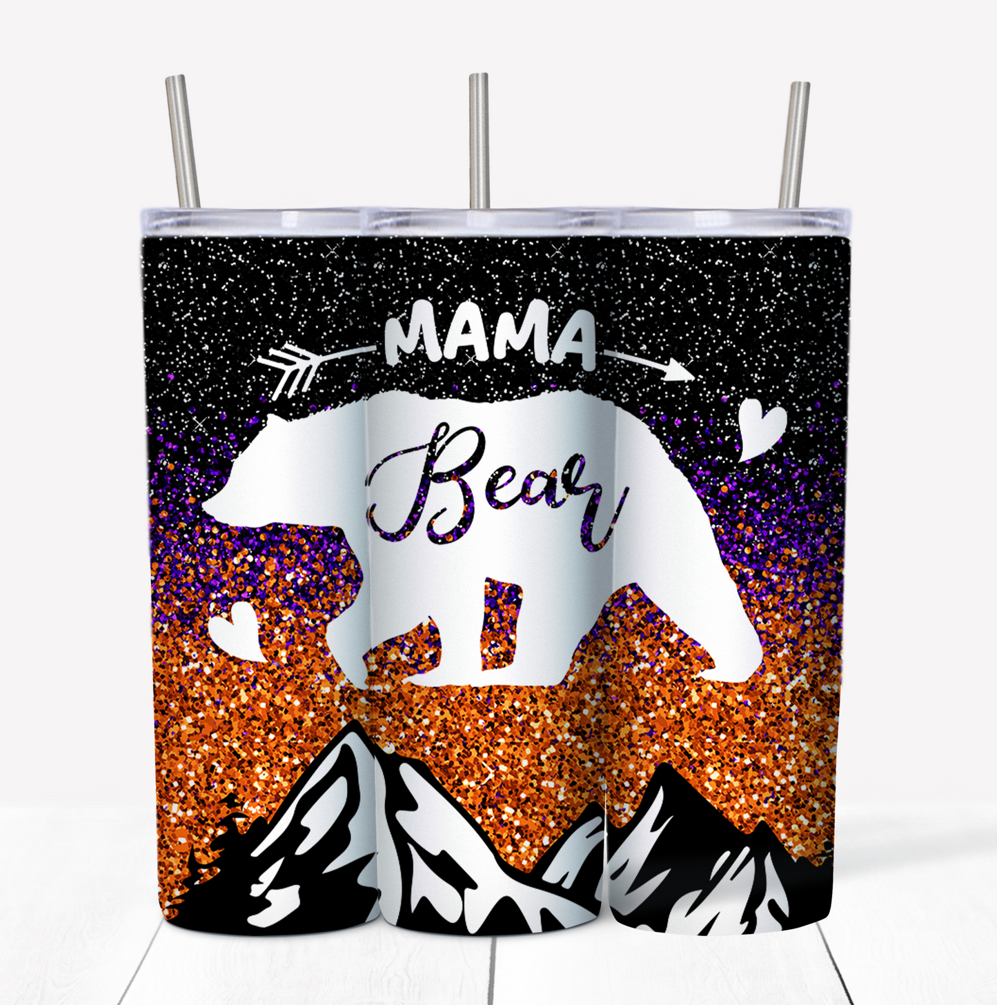 Mama Bear Skinny Tumbler w/Sliding Lid and Straw