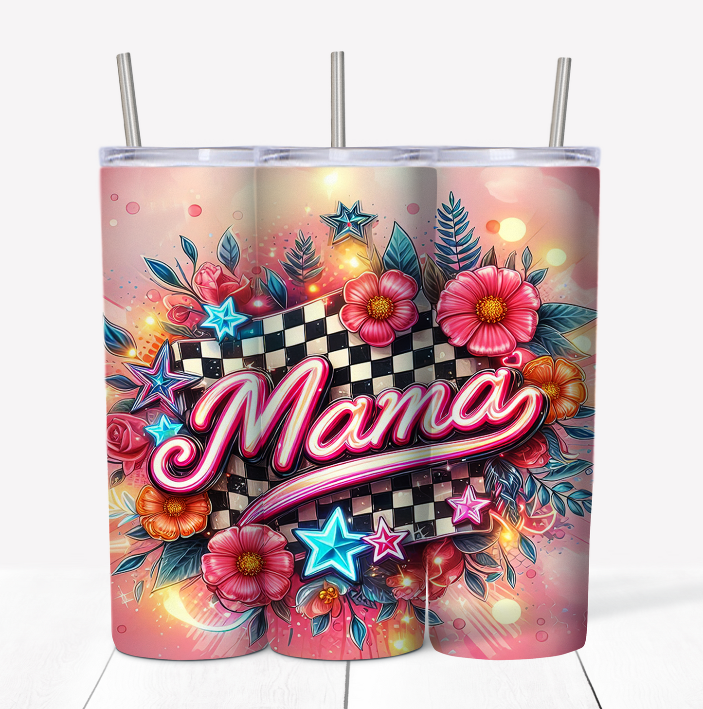Mama Flag Skinny Tumbler w/Sliding Lid and Straw
