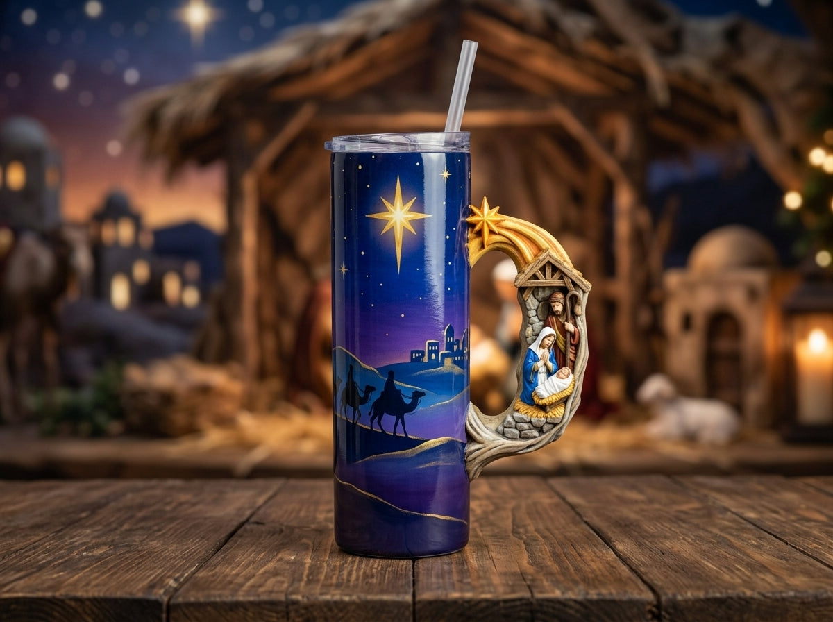 Nativity Scene Tumbler Handle 3D Printing STL – Digital Download