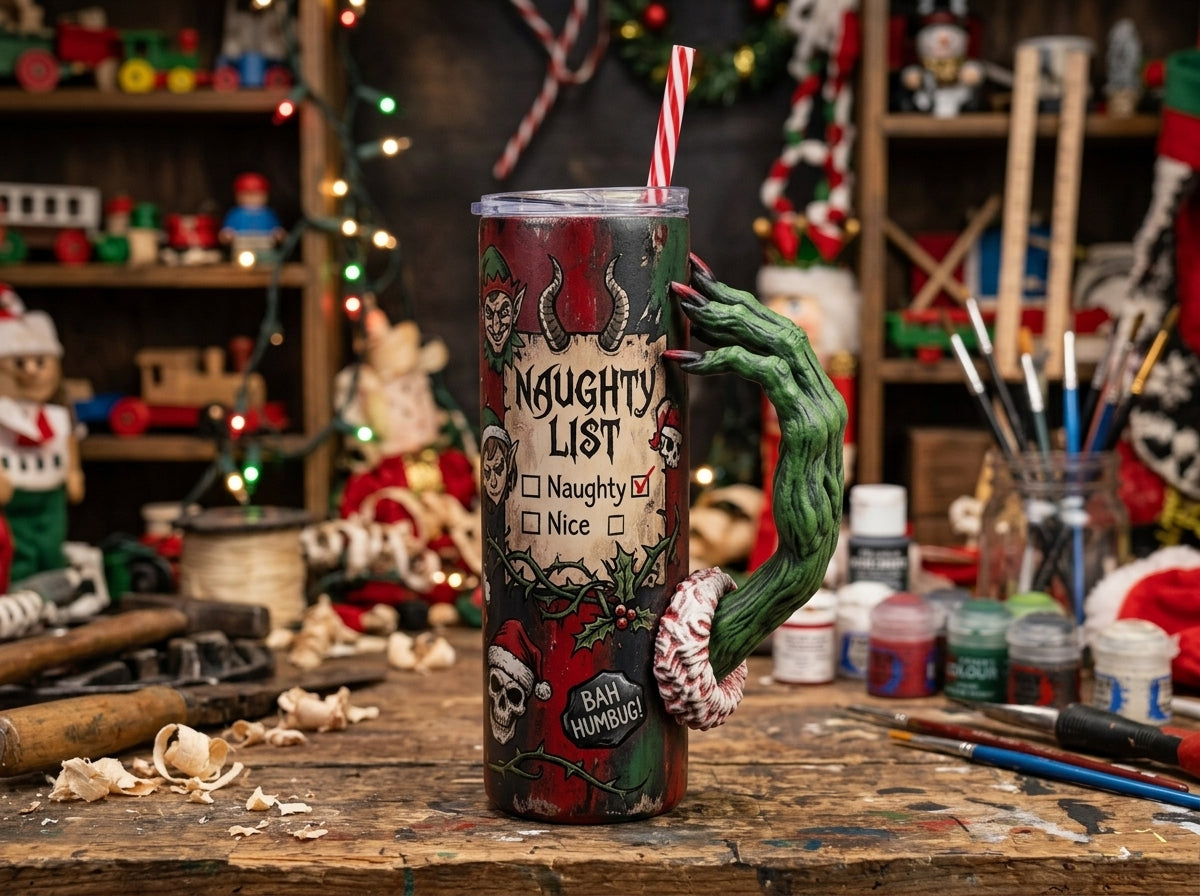 Christmas Creature Hand Tumbler Handle 3D Printing STL – Digital Download