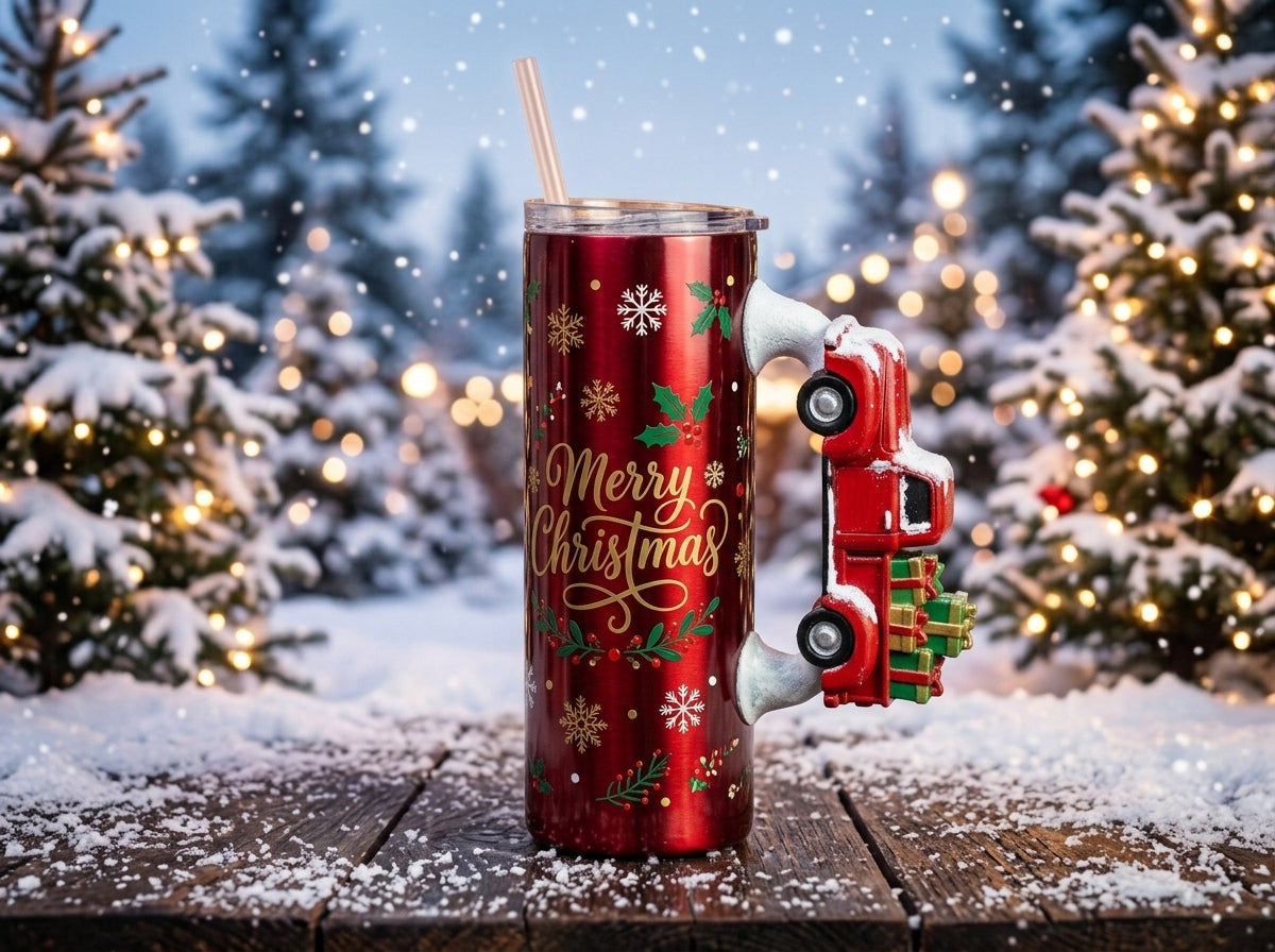 Christmas Truck Tumbler Handle 3D Printing STL – Digital Download