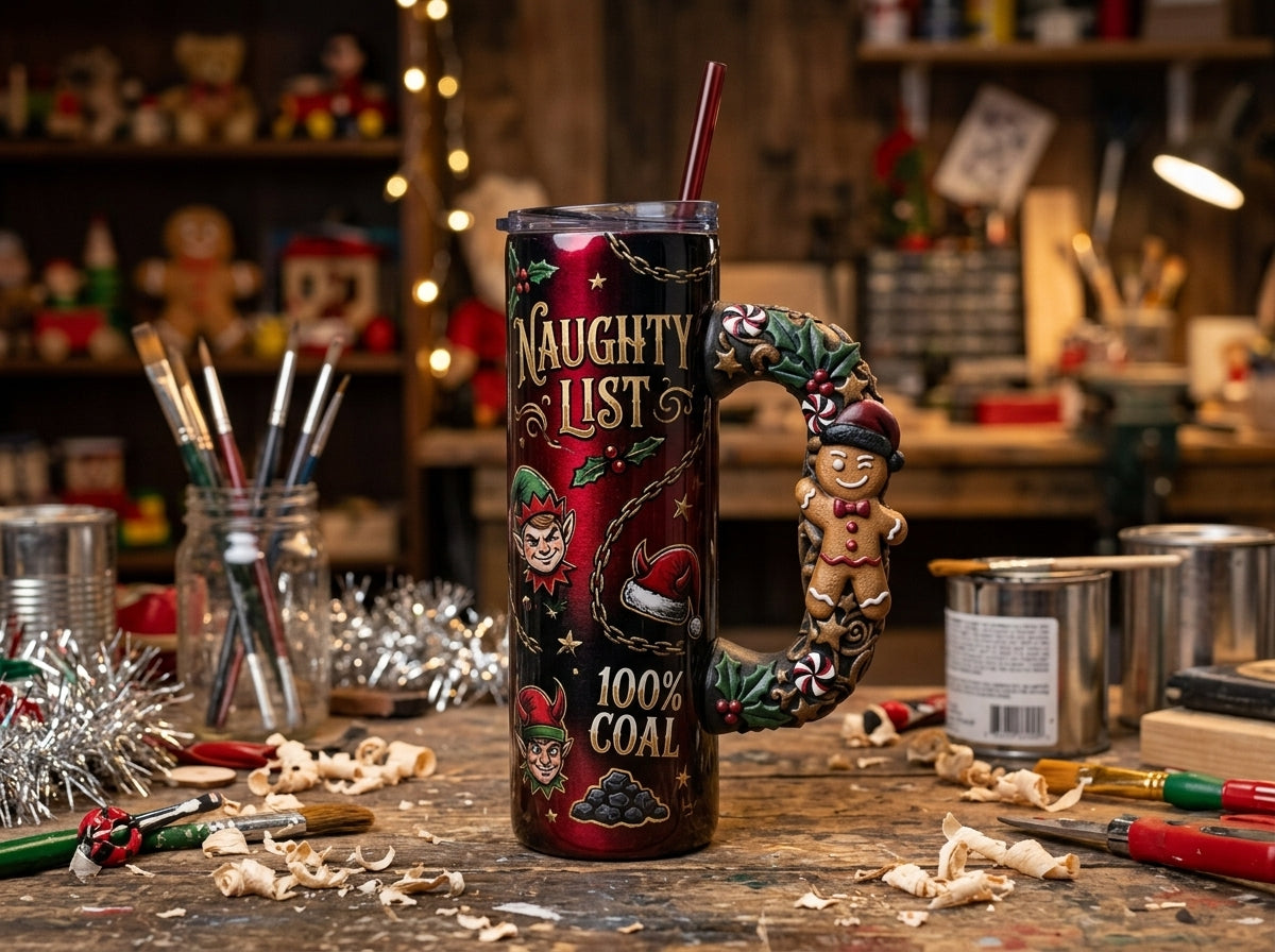 Naughty Gingerbread Tumbler Handle 3D Printing STL – Digital Download