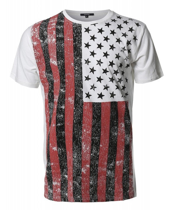 MEN'S USA FLAG PRINT T-SHIRT SOFT TOUCH FINISH