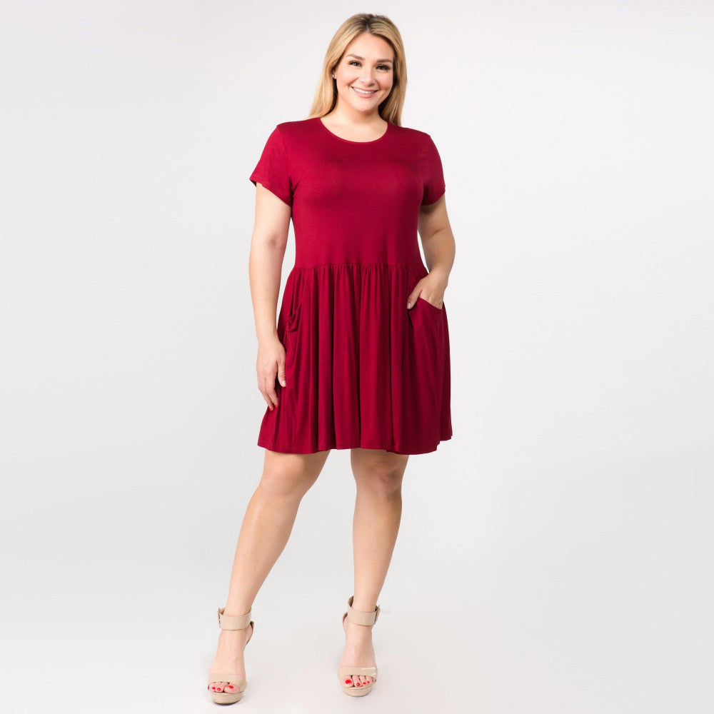Plus Size Babydoll Dress with Pockets Royal Blue / 2XL | Women Plus Size Babydoll Dress with Pockets Royal Blue / 2XL | Women