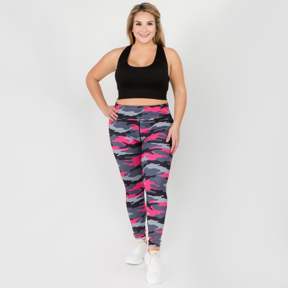 Women's Active Pink Camouflage Workout Leggings
