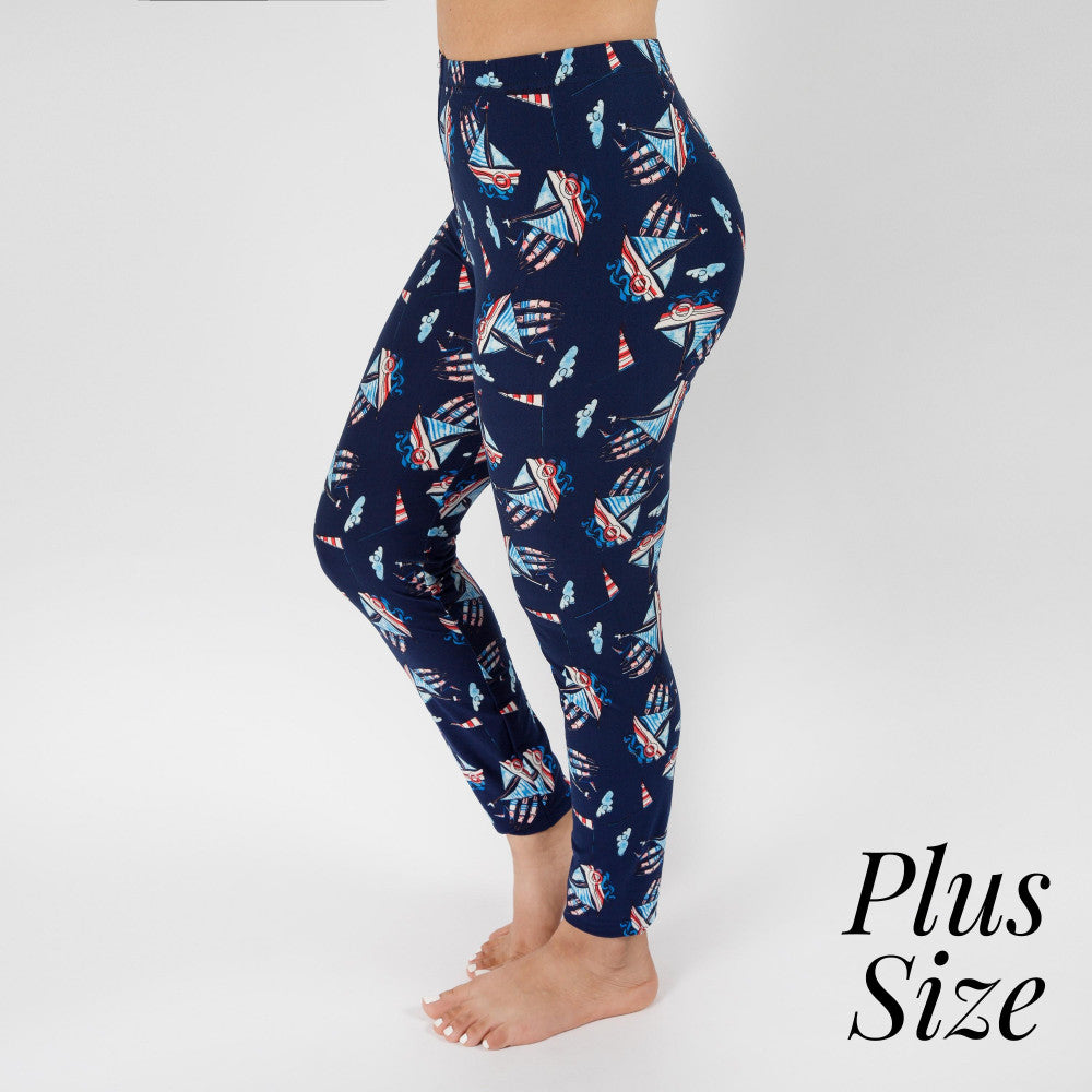 Sailboat Print Plus Size Print Leggings