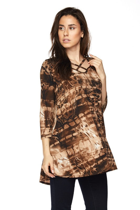 Mystery Cave Print Top with Criss Cross