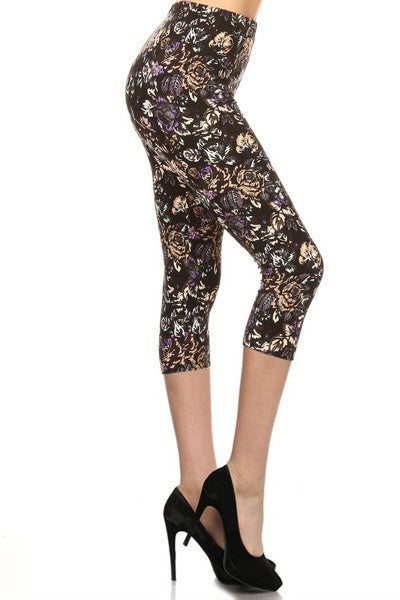 Floral Print One Size Capri
