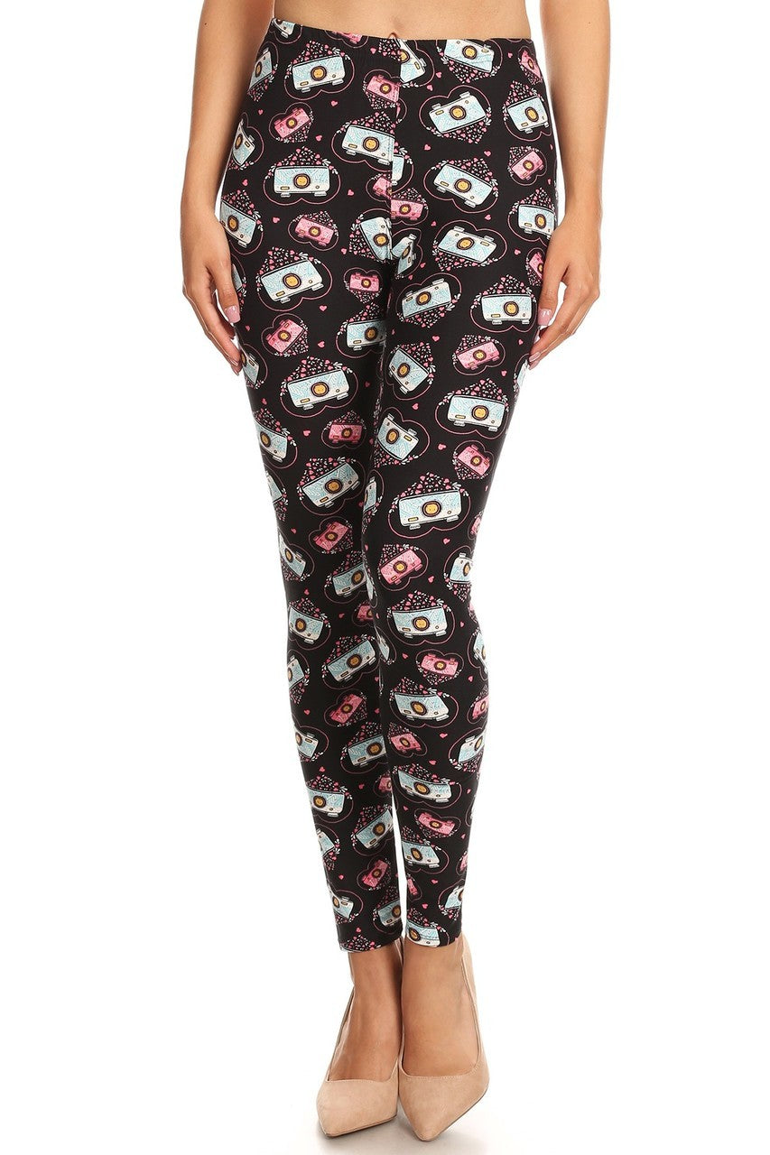 Camera Print Ankle One Size Leggings