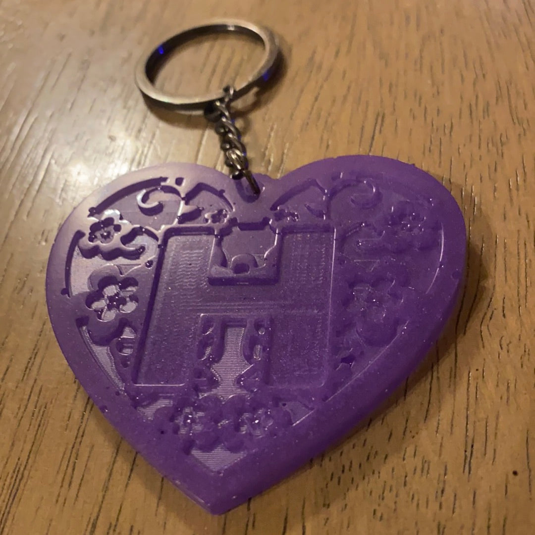 LV-5155 Purpleheart Wooden Heart Charm, Keychain, Wedding