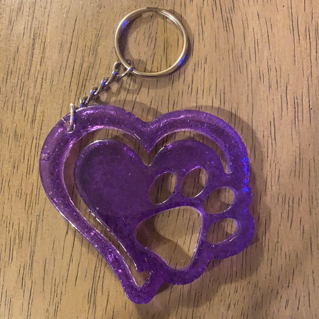 DOUBLE HEART PAW KEYCHAIN