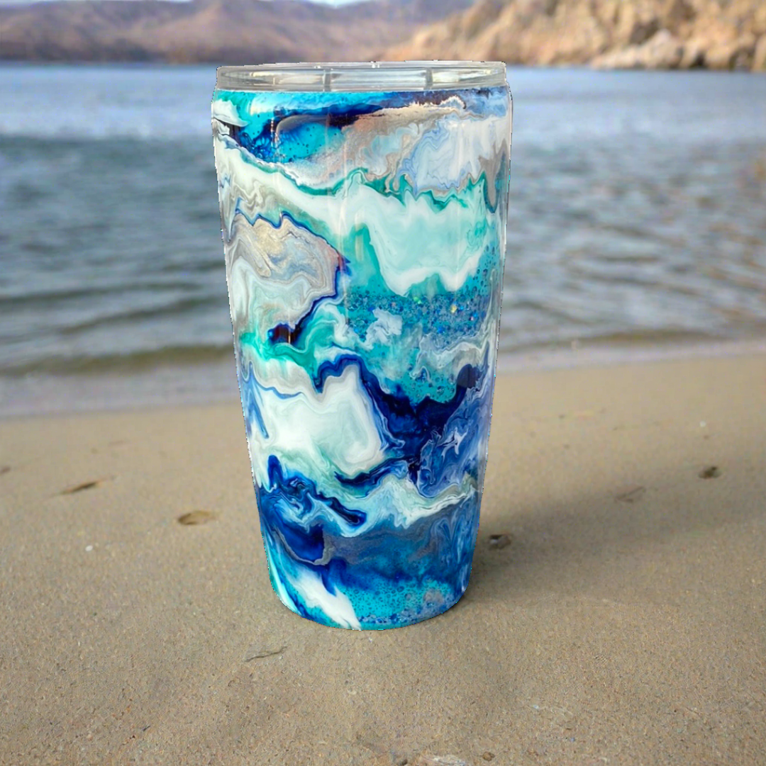 Custom Painted Ocean Breeze Stainless Classic Gradual Tumbler - 20 Oz