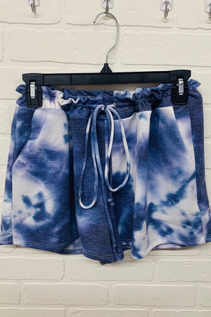 TIE DYE PRINT CASUAL SHORT PANTS WITH WAIST BAND AND POCKET DETAIL