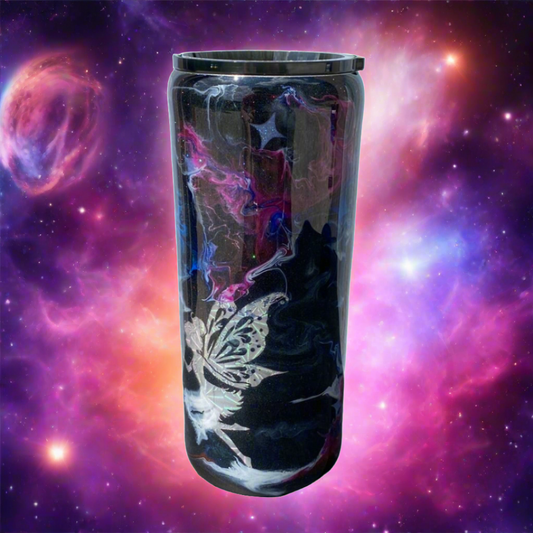 Hand Painted Galaxy Fairies Stainless Fatty Tumbler w/Sliding Lid and Straw- 30 Oz