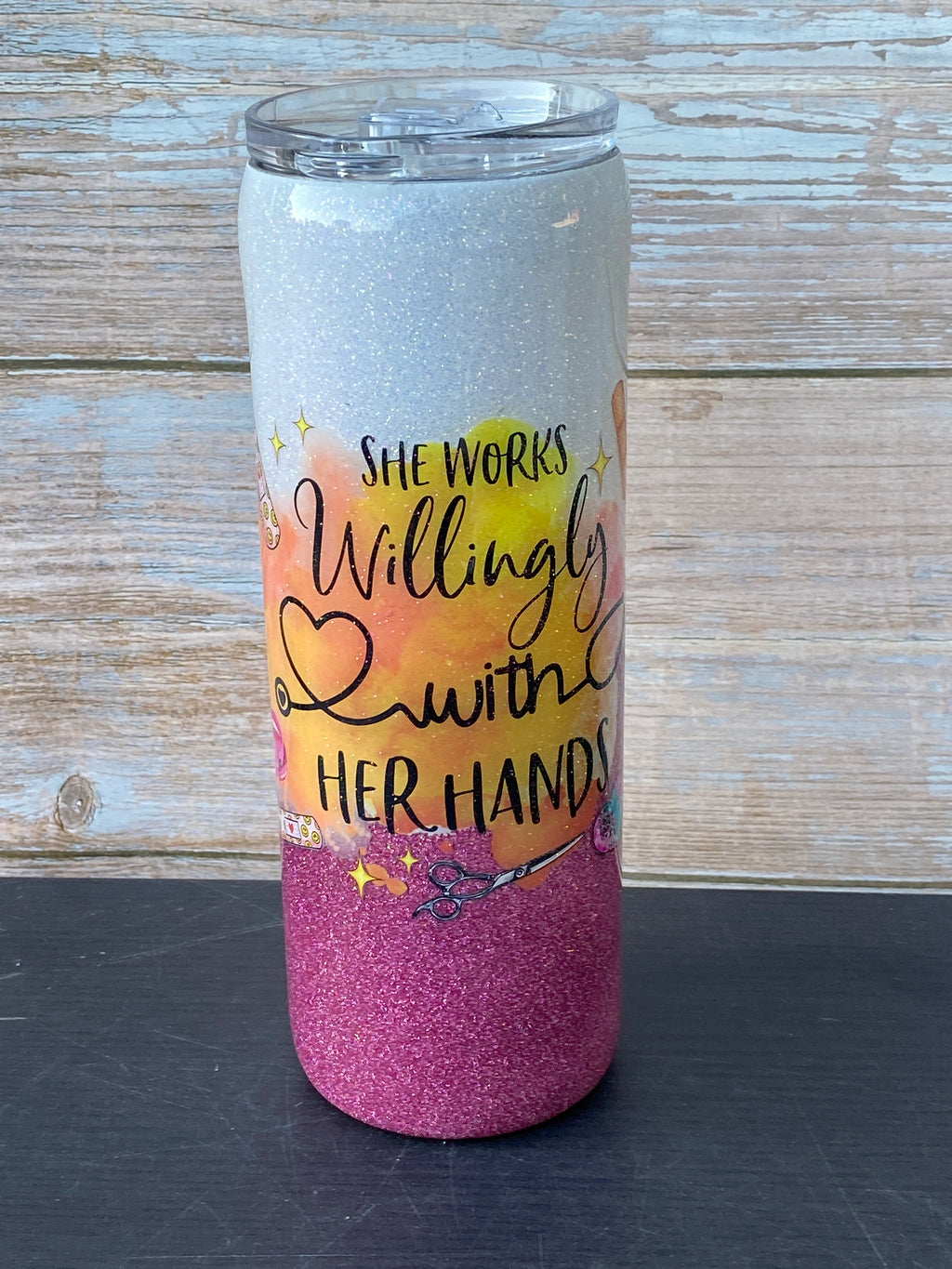 Custom Painted Willingly Nurse Stainless Skinny Tumbler w/Sliding Lid and Straw- 20 Oz
