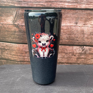 Custom Painted Black Bandana Cow Stainless Slim Tumbler - 32 Oz