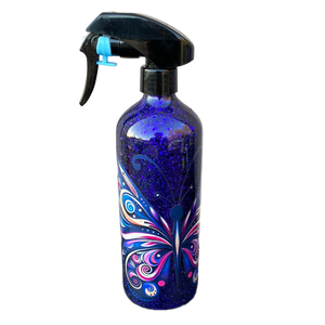 Custom Painted Blue Butterfly Stainless Spray Bottle w/Sprayer - 16 Oz