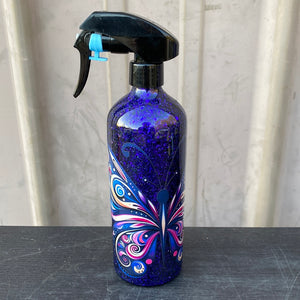 Custom Painted Blue Butterfly Stainless Spray Bottle w/Sprayer - 16 Oz