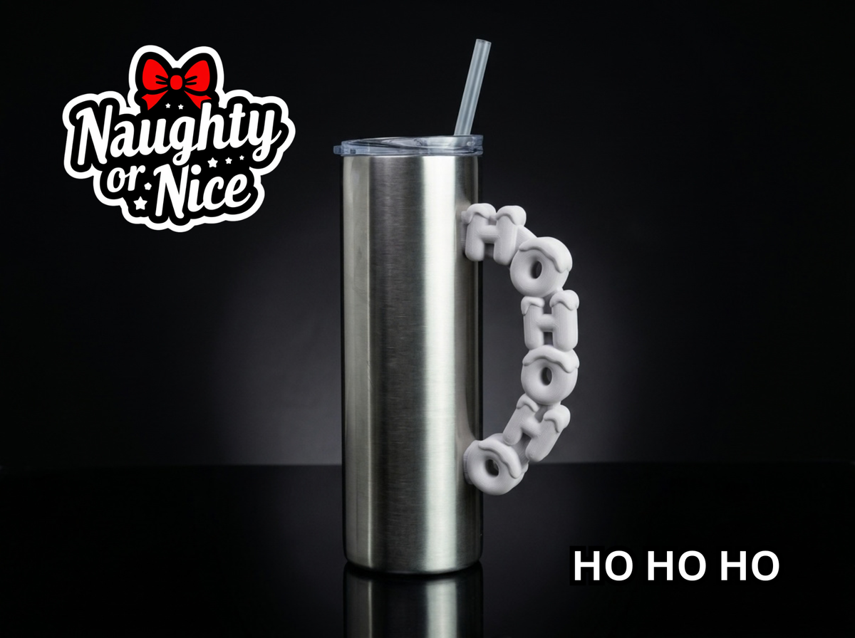 3D Printed Tumbler Handles - Multiple Designs - Naughty Or Nice Christmas Series