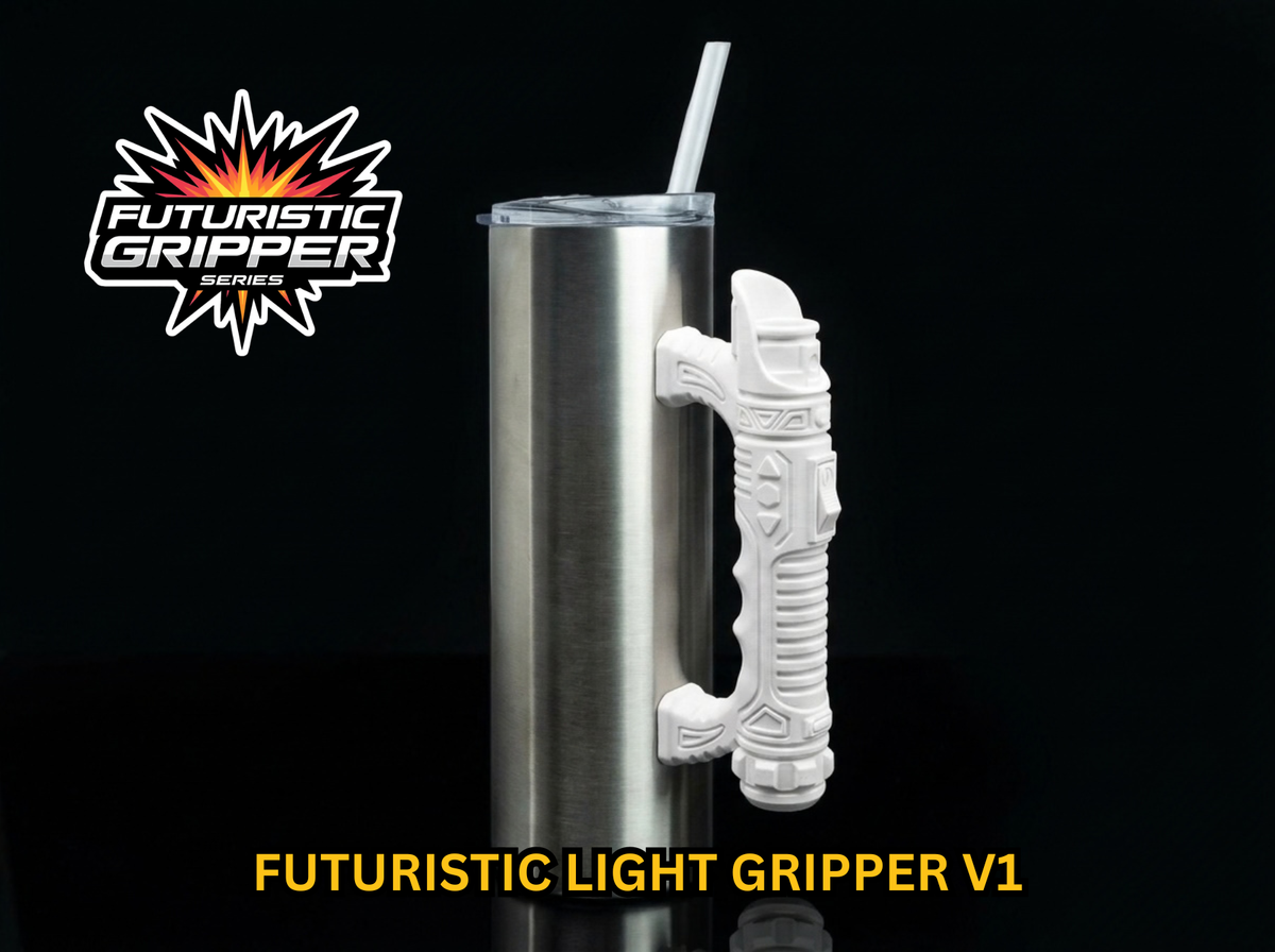 3D Printed Tumbler Handles - Multiple Designs - Futuristic Light Gripper Series
