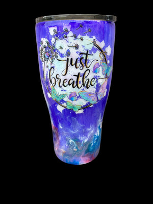 Custom Painted Just Breathe Stainless Classic Curve Tumbler - 30 Oz