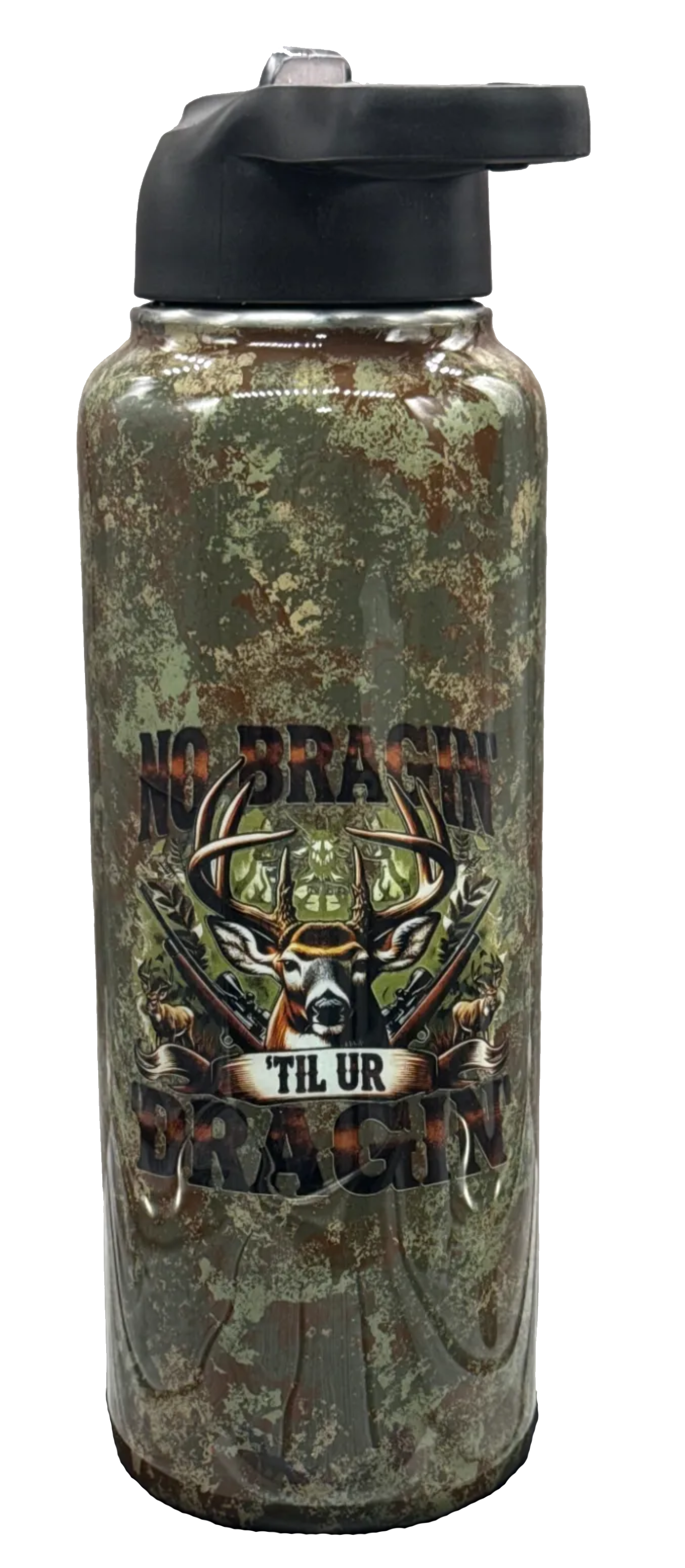 Custom Painted Camo No Braggin Stainless 40 Hydro Duo Bottle - Dual Lids Included
