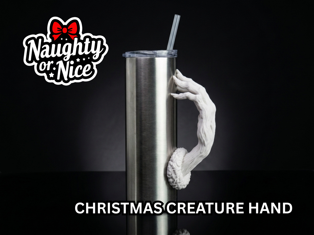 Christmas Creature Hand Tumbler Handle 3D Printing STL – Digital Download