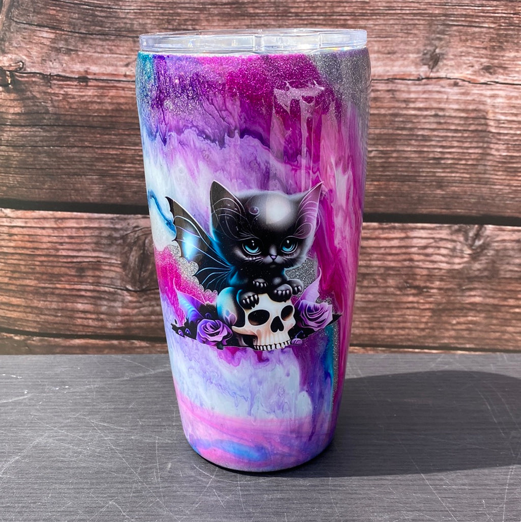 Hand Painted Black Cat Stainless Classic Gradual Tumbler - 20 Oz