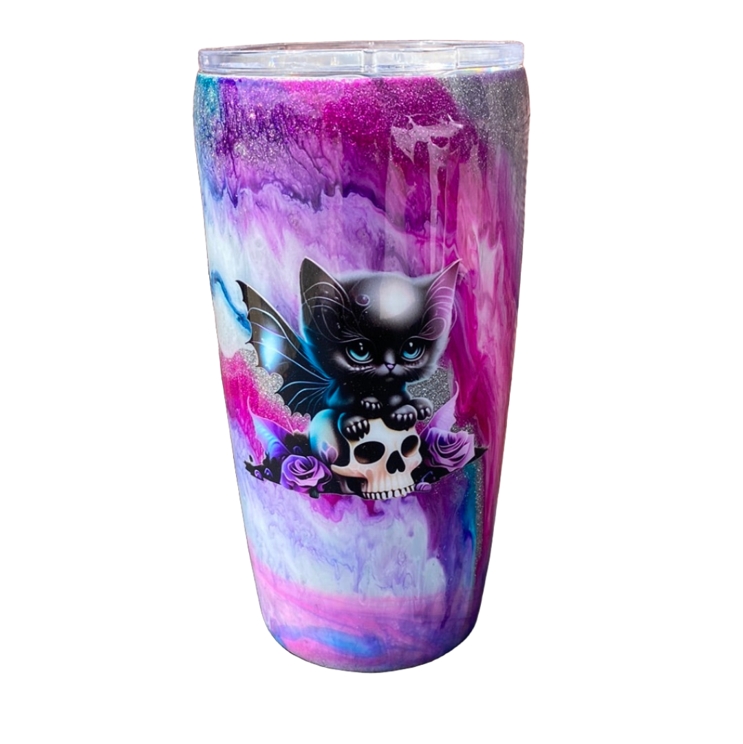 Hand Painted Black Cat Stainless Classic Gradual Tumbler - 20 Oz