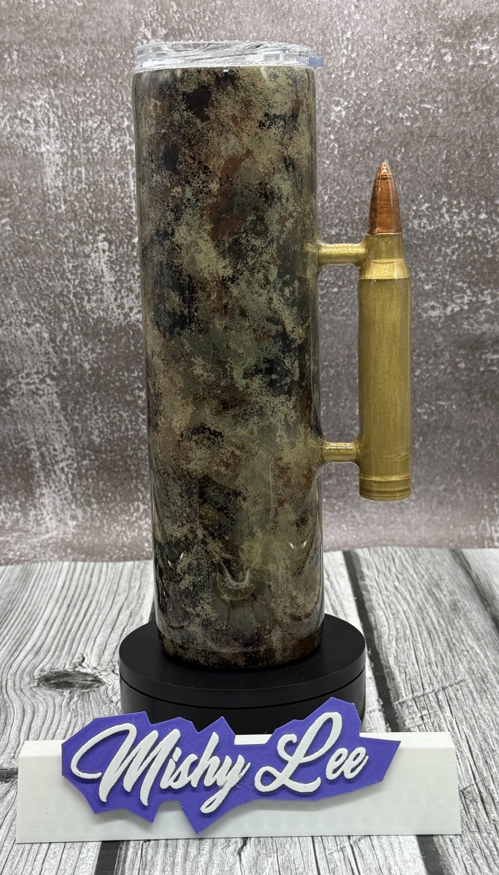 Custom Painted Camo Bullet Handle Tumbler - 35 Oz