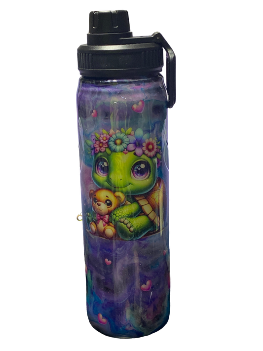 Hand Painted Turtle Hydro Duo Water Bottle - 25 Oz