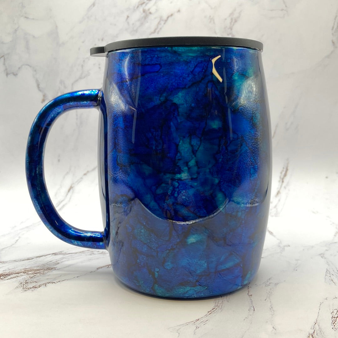 Hand-Painted Stainless Steel Coffee Mug (Alcohol Ink) - 14 Oz