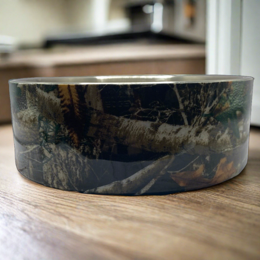 Camo Stainless Steel Dog Bowl - 64 Oz