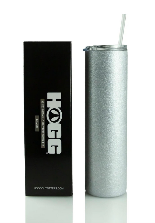 LIVE SHOW Custom Painted Stainless Glitter Coated Skinny Tumbler w/Sliding Lid and Straw- 35 Oz