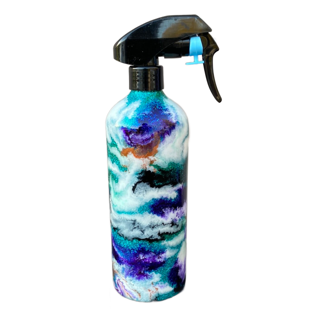 Custom Painted Color Swirl Stainless Spray Bottle w/Sprayer - 16 Oz