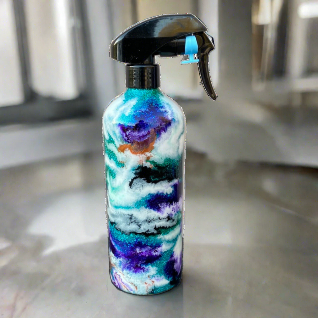 Custom Painted Color Swirl Stainless Spray Bottle w/Sprayer - 16 Oz