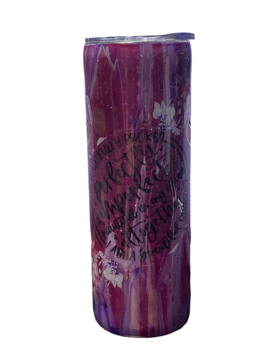 Custom Painted Perfectly Stainless Skinny Tumbler w/Sliding Lid and Straw- 20 Oz