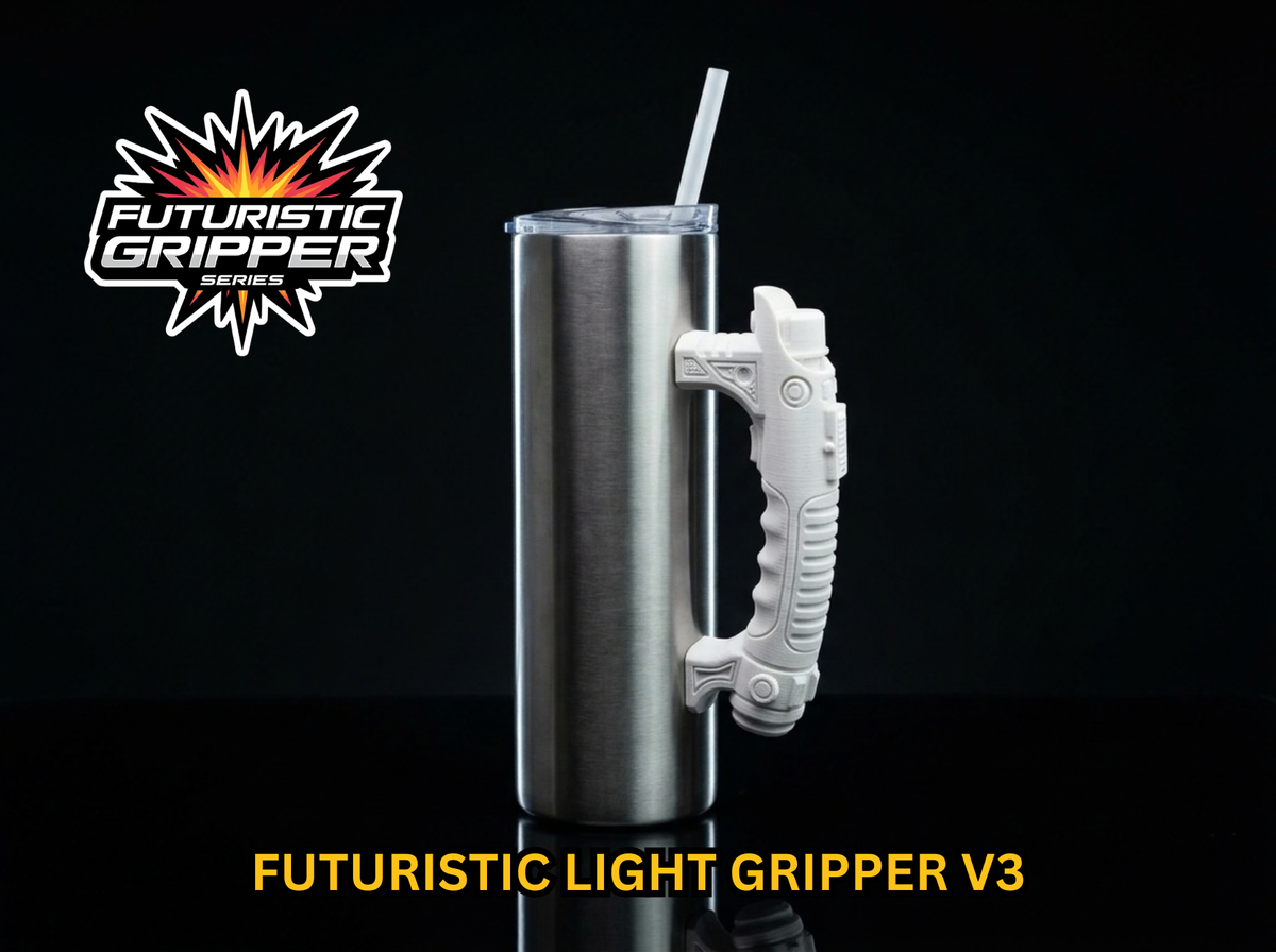 3D Printed Tumbler Handles - Multiple Designs - Futuristic Light Gripper Series