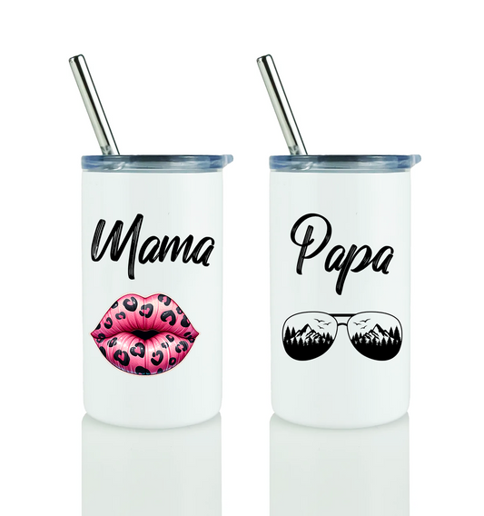 Mama and Papa Skinny Tumbler Mini Shot Glass Tumbler Set - 3 Oz