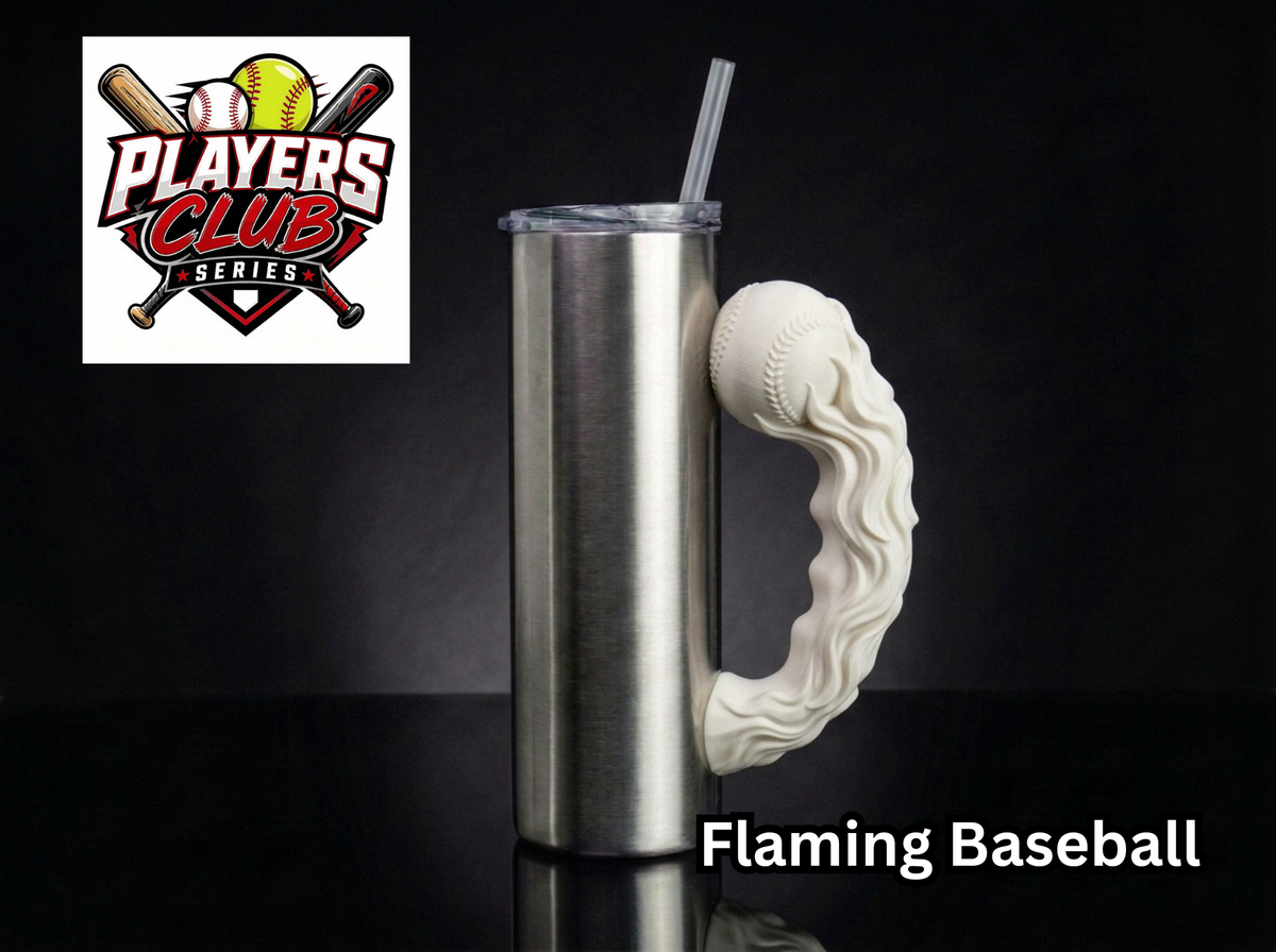 Flaming Baseball Tumbler Handle 3D Printing STL – Digital Download