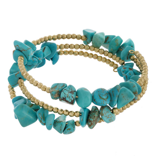 Wrap bracelet featuring natural stone details and gold accents