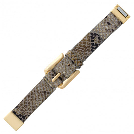 Faux leather snakeskin bracelet featuring a buckle detail with a magnetic closure