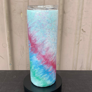 Glow In Dark Custom Painted Pastel Swirl Skinny Tumbler w/Sliding Lid and Straw- 20 Oz